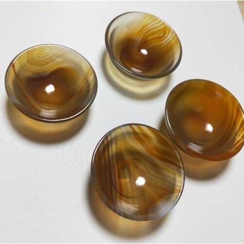 1pc Higt Quality Hand Carving Crystal agate Bowl Natural Crystal Gray Yellow Agate Bowl Stone Healing Home Decor Rock