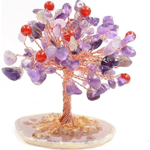 YJXP YJXP Autumn Harvest Fruit Tree of Life Handmade Wire Wrap Ornament Decor Natural Agates Crushed Stone Crystal Money Tree