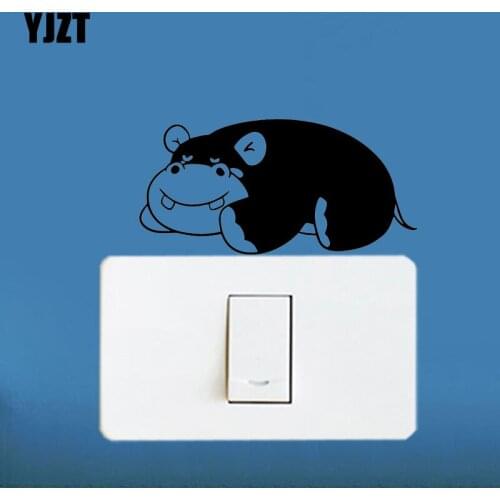 YJZT Hippo Animal Pattern Decor Wall Switch Sticker Vinyl Decal Interesting Cartoon S19-0833