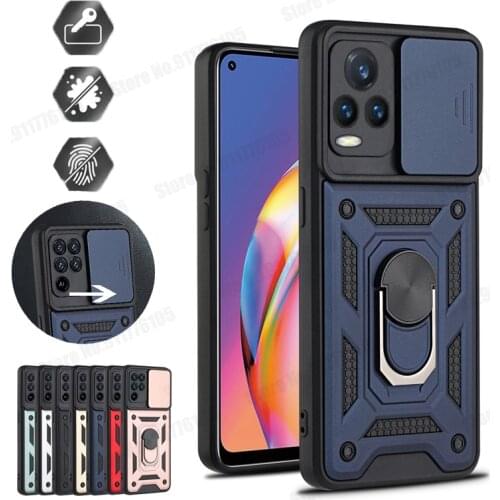 Slide Camera Lens Protection Case For VIVO V21E V21 Y20 Y51 Y91C Y91 Y12 Y11 Y15 Magnetic Stand Hybrid Armor Shockproof Cover