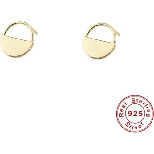 CANNER 925 Sterling Silver Round Lock Stud Eearrings For Women Ear Buckle European & American Trend Piercing Earings Jewelry