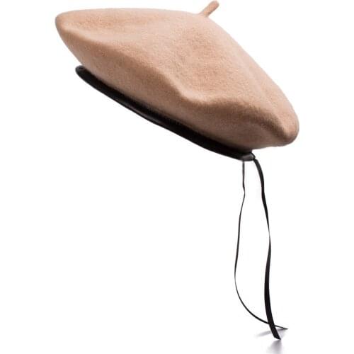 Winter hats in Womens Beret Black Leather Sweatband Wool French Beret Beanies Cap Unisex Adjustable Casual Warm Winter Cap