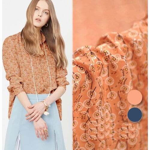 Golden flower crepe DE chine natural silk fabric for satin dress telas por metro bazin riche getzner tissus au metre tissu DIY