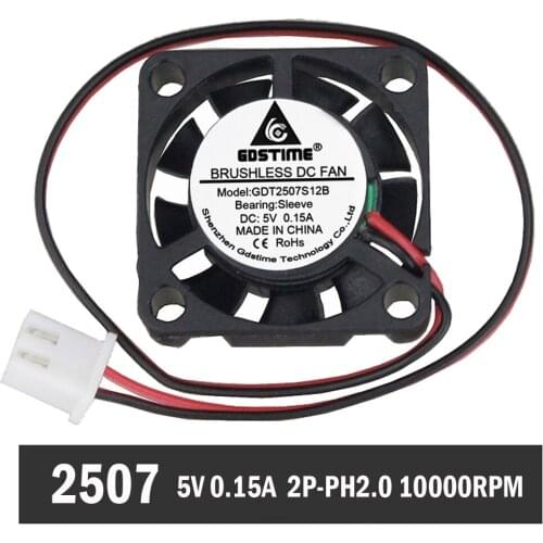 1000PCS Gdstime 25mm 25x25x7mm Mini DC 5V Brushless Cooling Fan Cooler Heatsink Radiator Fan 2507