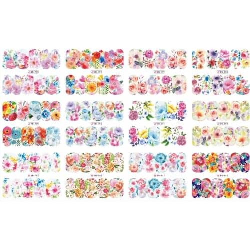 UPRETTEGO 12 PACKS / LOT NAIL ART BEAUTY WATER DECAL SLIDER NAIL STICKER ROSE BUD PEONY FLOWER FLORID SETS BN793-804