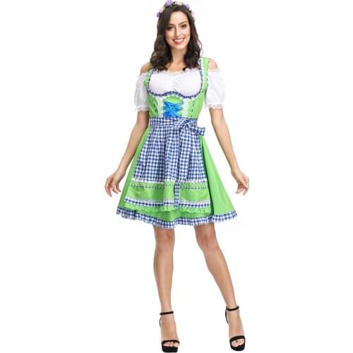 3ps Sexy Off-shoulder Bavarian Beer Girl Cosplay Mini Dress Adult Oktoberfest Costume