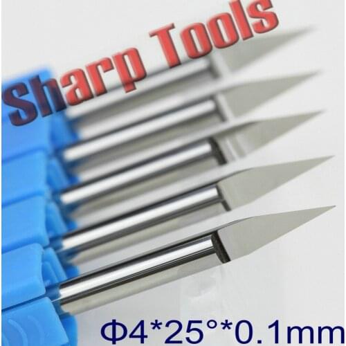 4MM 25 Degree 0.1-0.5mm Tip PCB Router Bits Tungsten Carbide End Mill Engraving Tools CNC Tool V Shape Milling Cutters for Wood