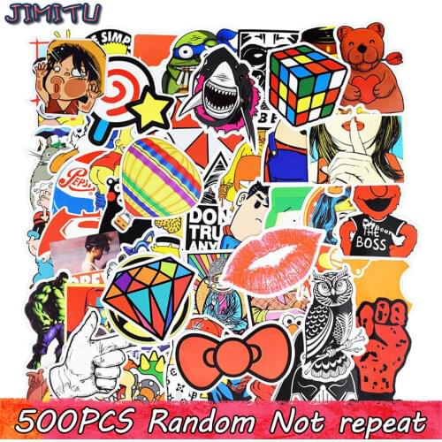 500pcs Random Hot Sale Stickers Kids Toy Cartoon Funny Sticker for Skateboard Laptop Suitcase Moto Bicycle Bedroom DIY Stickers