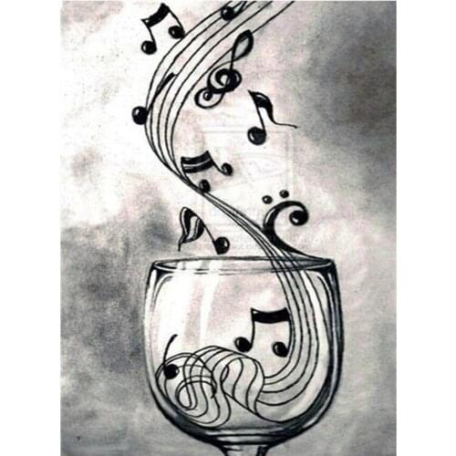 Diamond Embroidery wine glass music note Diamond painting full square/round crystal painting rhinestones pictures mosaic FG1854