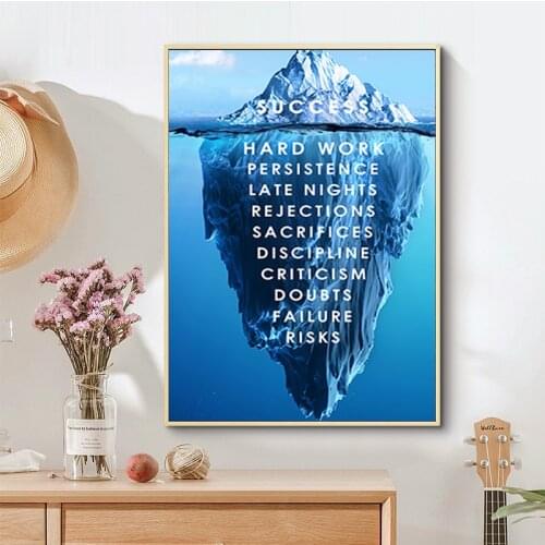 Iceberg of Success Canvas Poster Landscape Motivational Canvas Wall Art Quote Nordic Print Wall Picture for Living Room Cuadros
