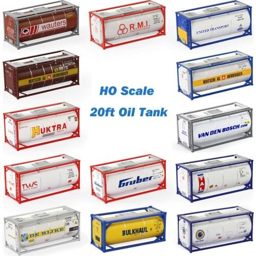 C8723 2PCS 1:87 20ft Oil Tank Container Shipping Container Freight Cars HO Scale