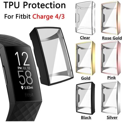 For Fitbit Charge 4 3 Case Soft TPU Full Protector Smartwatch Cover Thin Lightweight Anti-fall Bumper for charge 4 Durable Shell