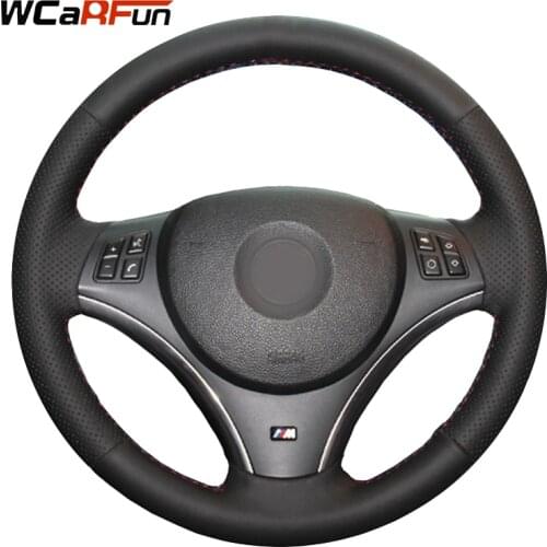 WCaRFun Black Artificial Leather Car Steering Wheel Cover for BMW E90 325i 330i 335i (No Drum kits )