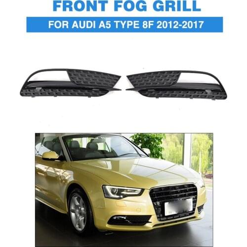 ABS Black Fog Light Lamp Grille Protective Mesh Covers for Audi A5 Type 8F Standard Bumper Only 2012 - 2017 2PCS/Set