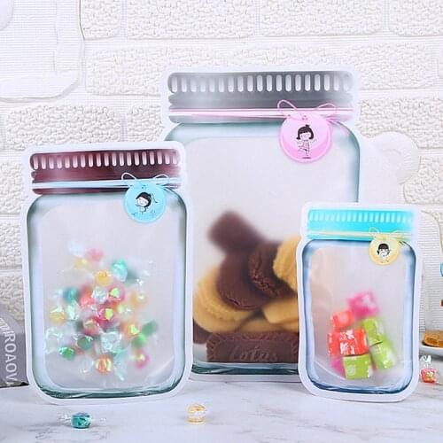 Color Lids Mason Jar Bottle Ziplock Kitchen Fridge Travel Packaging Bag Resealable Snack Sugar Coffee Heat Sealing Gifts Pouches