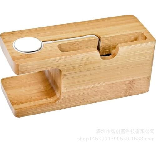 XMXCZKJ Wooden Charging Phone Holder Data cable can be connected at the bottom Desktop Stand Base For Watch and For Iphone