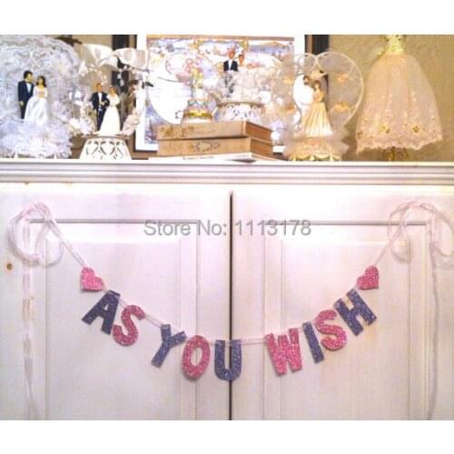 Cheap As You Wish Glitter Banner -- Engagement Party or Bachelorette Party Decoration / Photo Prop wedding garland
