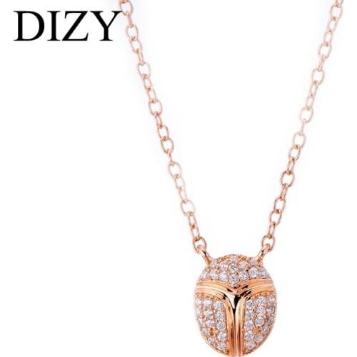 DIZY SOLID 925 SILVER BRILLIANT CUBIC ZIRCON BEETLE PENDANT ORIGINAL DESIGN FINE JEWELRY GIFT FOR MEN AND WOMEN
