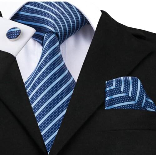 C-337 Mens Ties 2016 Fashion Accessories Stripe Blue and Steelblue Classic Silk Neck Tie Business Casual Knitted Neckties