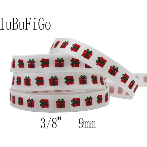 [IuBuFiGo] 3/8"(9mm) New Christmas Polyster Gift Box Ribbon X'mas Ribbon 100yard/lot Free Shipping