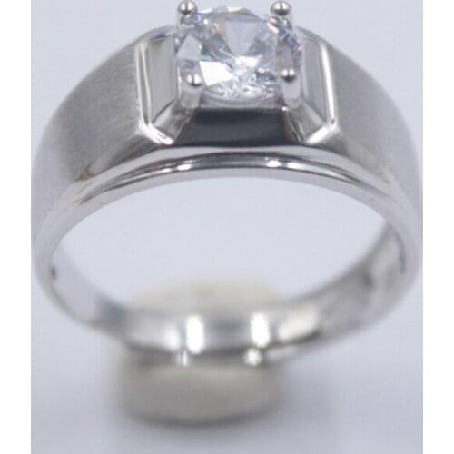 Pure 925 Sterling Silver Prong Set Bling Zircon Ring For Man Size from 5 to 12 WMR53