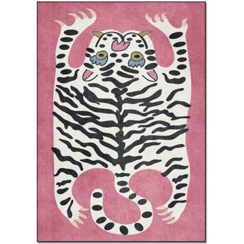 Tiger Printed Carpet for Living Room Cartoon Animal Kids Room Carpet Rugs Anti Slip Bedroom Floor Mat Bedside Rugs Home Decor