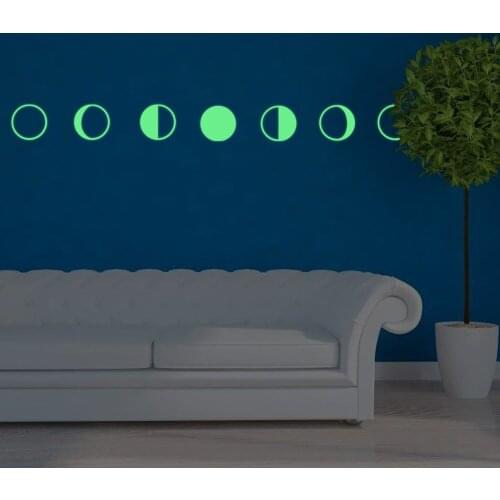 Creative Fluorescent Cartoon Circular Wall Stickers Glow Dark Luminous Paste Ceiling Living Room Bedroom Home Decoration