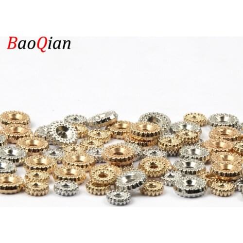 200PCS 6/8MM Gold/Silver Plated CCB Round Beads For Jewelry Making Spacer Beads DIY Bracelet Loose Accessories Beads