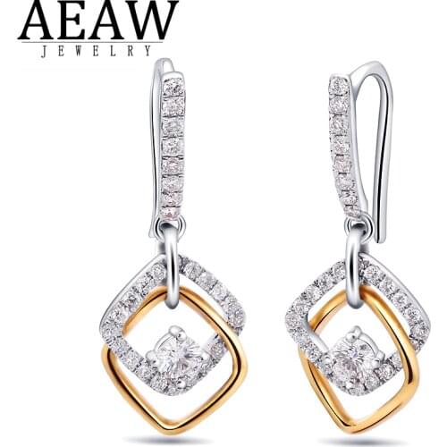 Round Cut Real Natural Diamond Earring 0.54ctw Each Side Solid 14K Two-Tone Gold Fine Earring Wedding Gift for Lady