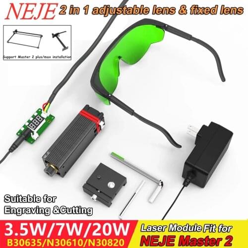 NEJE 3.5W/7W/20W Laser Module Kit Cutting Engraving Module Head 450nm Blue Light With TTL / PWM Modulation for DIY Creation