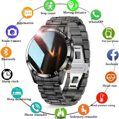LIGE 2021 New Steel Band Smart Watch Men Heart Rate Bluetooth Call Sports Multi-function Luxury Smartwatch For Android IOS+Box