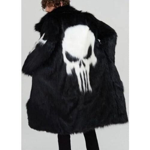 Autumn leather coats mens high quality faux mink fur leather coat men loose clothes winter thicken jaqueta de couro black white