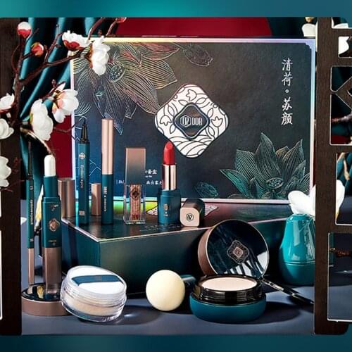 9Pcs Cosmetic Sets All In One Makeup Kit Foundation Eyeshadow Lipstick Concealer Powder Puff Eyebrow Pencil Make up Women Gifts