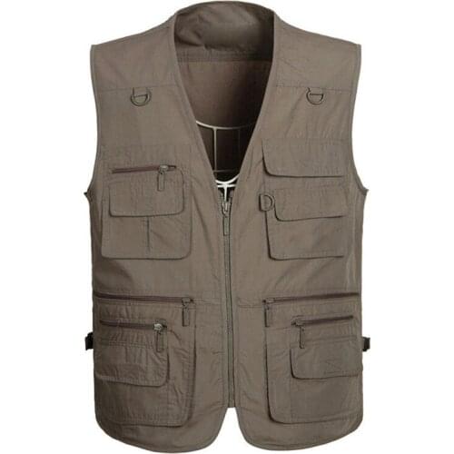 2020 New Mens Multi-Pocket Vest Summer Loose Outdoor Fishing Photo Reporter Casual Vest More size XL-4XL 5XL