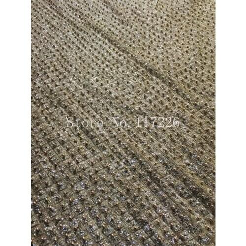 New design JRB-SYing92015 african lace fabric with glued glitter sequins French tulle lace fabric with full beads