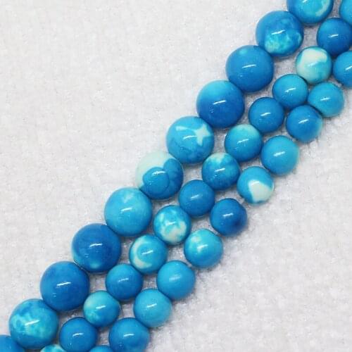 Wholesale 6,8mm Blue Snow Jaspers Round Loose Beads 15" bjf6, For Jewelry making, can mixed wholesale