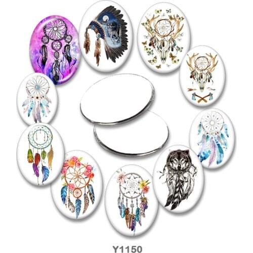 Dreamcatcher Oval glass cabochon 13x18mm/18x25mm/30x40mm flat back Making findings TRY1150