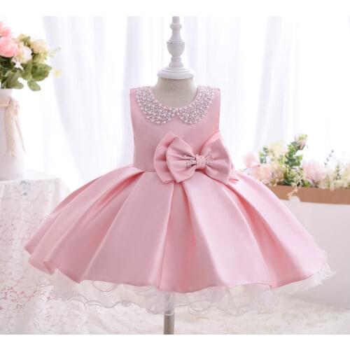 Summer Dress Baby Girl Dress Pearl Bow Girls Party Wedding Dresses Tutu Princess Dress For Girl Kids Children Vestidos 2 4 6 8Y