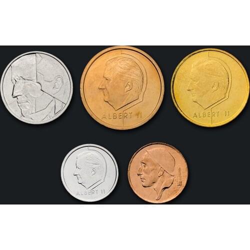 Belgium full Set 5 Coins Original True Real Genuine Coin European Collectible Gift UNC