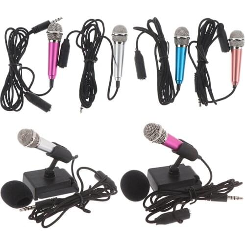 Portable 3.5mm Stereo Studio Mic KTV Karaoke Mini Microphone For Cell Phone PC Mic