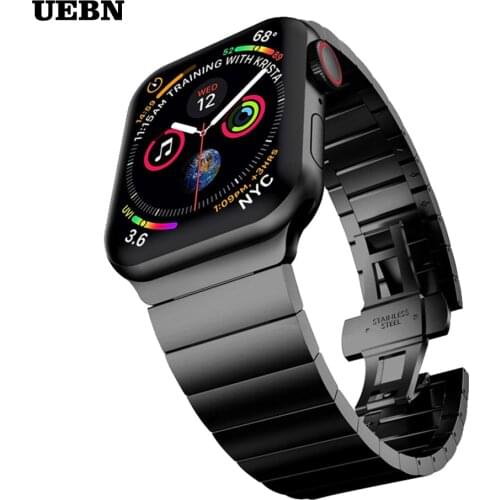 UEBN Stainless Steel strap for Apple Watch 44mm 40mm iWatch 38mm 42mm Butterfly Metal Bracelet Apple watch series 5 4 3 2 bands