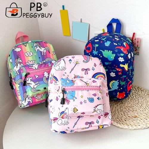 Fashion Girls Canvas Cartoon Printing Backpack Casual All-match Children Small Shoulder Crossbody Bag Portable Travel Knapacks
