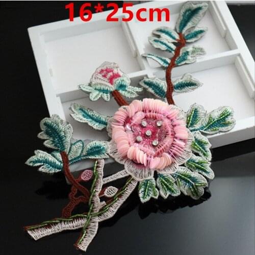 Heavy work embroidery patch bottom hand beaded flower patch cloth stickers clothes DIY decorative applique decals accessories