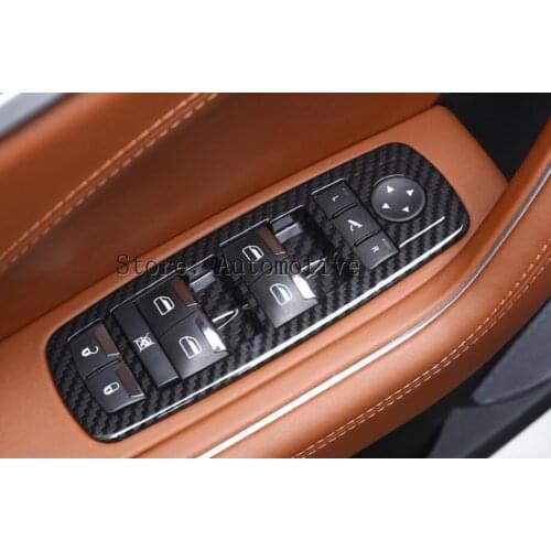 Carbon Fiber Style ABS Plastic Window Lift Button Fram Cover Trim For Maserati Levante Car-styling Accessories
