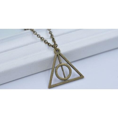Unique Vintage Luna Deathly Hallows Triangle Necklace High Quality Design Pendant Necklace Women Birthday Gift