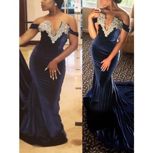 Vintage Arabic Gold Mermaid Prom Dresses 2019 vestidos de fiesta de noche African Black Girls Women Formal Dress Evening Gowns