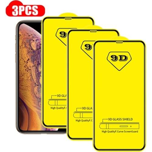 9D 3Pcs Tempered Glass For iPhone 11 12 Mini Pro Max Screen Protector For iPhone Xs Max X Xr 7 8 6S Plus SE2020 Full Cover Glass