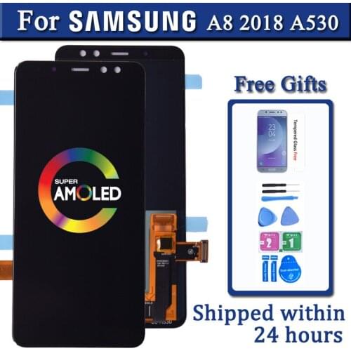 Display Super Amoled For SAMSUNG GALAXY A8 2018 A530 A530F LCD Touch Screen Digitizer Assembly A8 2018 Duos LCD A530F/DS Brightn