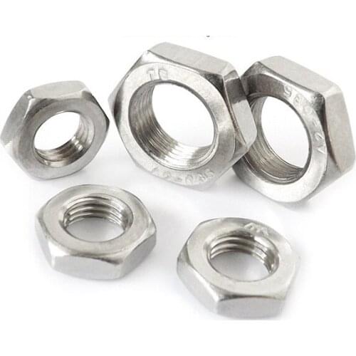 1.0 1.25 1.5 pitch fine teeth thin nut 304 stainless steel young buckle hexagonal flat screw cap M8M10M12M14M16M18M20M22M24M27