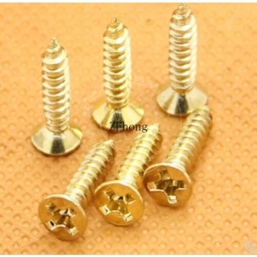 100/500pcs M2 M2.3 M2.6 M3 M3.5 M4 steel with Brass plated gloden colour phillips flat countsunk head Self Tapping Screws